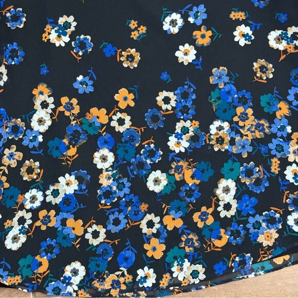 CALVIN KLEIN Women's Chiffon Floral Print Short Sleeve Top  Sz L *READ* - Picture 7 of 8